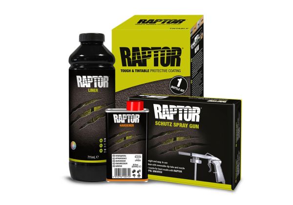 Raptor Liner Flaschen-Kit, Schwarz mit Raptor GUN